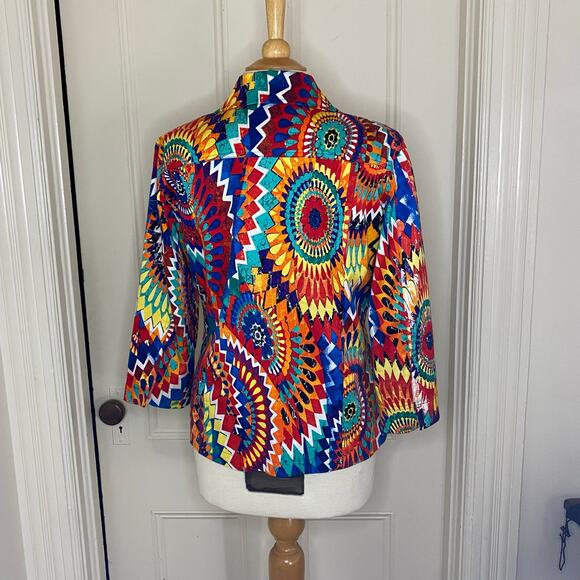 Chico’s Jacket with 3/4 Sleeves Vibrant Print Medium Chico’s size 1 - Picture 2 of 3